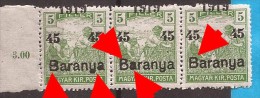 1919  BARANYA  UNGARN SERBIA JUGOSLAVIJA OVERPRINT MOVED INTERESSANT TYP I-TYP II NEVER HINGED - Baranya