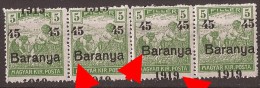 1919  BARANYA  UNGARN SERBIA JUGOSLAVIJA OVERPRINT MOVED INTERESSANT TYP - I  -TYP II NEVER HINGED - Baranya