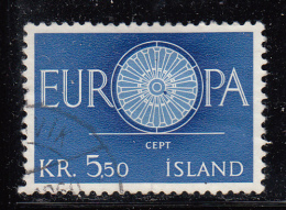 Iceland Used Scott #328 Facit #378v 5.50k EUROPA With 'Dot In Center Of Wheel' Variety - Gebraucht