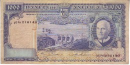 ANGOLA  1000 Escudos  BANKNOTE  " Americo Tomas At Right "   P96  10.6.1970 - Angola