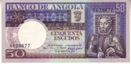 ANGOLA  50 Escudos  BANKNOTE  " Luis De Camoes At Right  "   P105a   10 3.1976   UNC - Angola