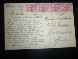 CP POUR ALGERIE TP 3F X4 OBL.13-4-1950 PHILIPPE THOMAS TUNISIE - Lettres & Documents