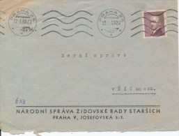 I9533 - Czechoslovakia (1948) Praha 25 (sender: National Management Jewish Council Of Elders, Prague) - Judaisme