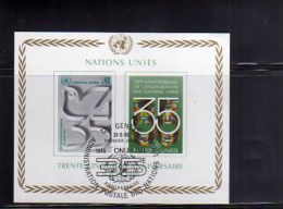 UNITED NATIONS GENEVE GINEVRA - ONU - UN - UNO 1980 GLOBE AND LAUREL 35TH ANNIVERSARY GLOBO BLOCK SHEET USED USATO - Blocks & Kleinbögen