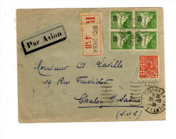 ENVELOPPE DE SIDI OKBA - CONSTANTINE POUR CHALON SUR SAONE 21/10/1935 - Covers & Documents