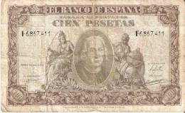 BILLETE DE ESPAÑA DE 100 PTAS DEL 9/01/1940 SERIE F  EN CALIDAD BC-  (BANKNOTE) - 100 Pesetas