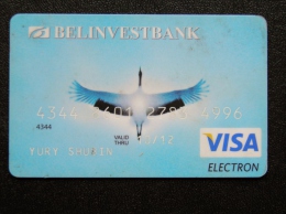 Bank Card From Belarus VISA Balinvestbank Bird Oiseaux Stork - Belarús