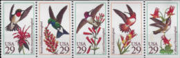 USA 1992 Hummingbirds Stamps Sc#2642-46 2646a Bird Flower - Colibris