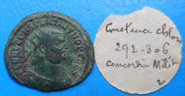 VIEILLE COLLECTION Constance 1er Chlore Aurelianus Concordia Militvm PEU COURANT ! - La Tétrarchie (284 à 307)