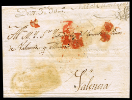 CASTELLON PREF. - MORELLA PE 3 - FRONTAL DOS VECES USADO DE MORELLA A VALENCIA - ...-1850 Prephilately