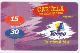 Moldova  , Voxtell , 2004 , Tempo In Ritmul Tau , 15/30  Minuts ;  Prepaid , Tip II , Plastic , Used - Telecom