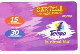 Moldova  , Voxtell , 2003 , Tempo In Ritmul Tau , 15/30  Minuts ;  Prepaid  , Plastic , Used - Operadores De Telecom