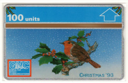 GIBRALTAR MERRY CHRISTMAS 1993 REF MVcards GIB-35  100U OISEAU ROUGE-GORGE MINT - Gibraltar