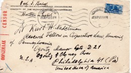 AFRIQUE DU SUD LETTRE CENSUREE POUR LES ETATS UNIS 1943 - Briefe U. Dokumente