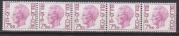 Belgique N° R74 *** S.M. Le Roi Baudouin - Bande De Cinq Avec Numéro - 1982 - Coil Stamps