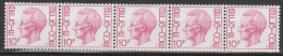 Belgique N° R78 *** S.M. Le Roi Baudouin - Bande De Cinq Avec Numéro - 1982 - Coil Stamps