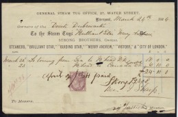 LIVERPOOL - GB  / 1884 FISCAL SUR RECU (ref 5703) - Lettres & Documents