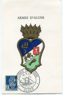 ALGERIE CARTE MAXIMUM DU N°194  3F.  ARMOIRIE D'ALGER  OBLITERATION ALGER 16-3-57 - Maximum Cards