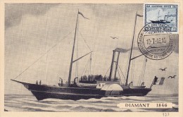C01-189 - Belgique CM - Carte Maximum  Du 10-7-1946 - COB 727 - Cachet De Hoboken - Ostende Douvres - Série Bateau - Dia - 1934-1951