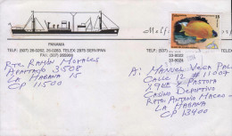 G)2010 CARIBE, FISH-DOLPHINS-SHIP, CIRCULATED COMMERCIAL PANAMA COVER TO HABANA, XF - Brieven En Documenten
