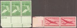 USA - 1947 National Park Strip Of Three, And 1946 5c Airmail Pair Plate Numbers. Scott 952, C32. MNH ** - Coils (Plate Numbers)