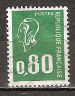 Timbre France Y&T N°1891 (10) Obl  Marianne De Béquet.  0 F.80 Vert. Cote 0,15 € - 1971-1976 Marianne Of Béquet