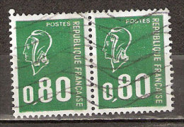 Timbre France Y&T N°1891 X2 (01) Obl  Marianne De Béquet.  0 F.80 Vert. Cote 0,30 € - 1971-1976 Marianne Of Béquet