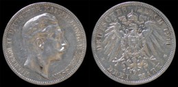 Germany Prussia Wilhelm II 3 Mark 1910A - 2, 3 & 5 Mark Silber
