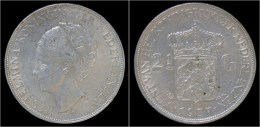 Netherlands Wilhelmina I 2 1/2 Gulden(rijksdaalder)1937 - 2 1/2 Florín Holandés (Gulden)