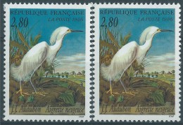 [07] Variété : N° 2929 Audubon Végétation Et Sol Brun-vert Au Lieu De Brun-jaune + Normal  ** - Unused Stamps