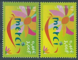 [07] Variété : N° 3379 Merci Vert-jaune Au Lieu De Vert + Normal  ** - Unused Stamps