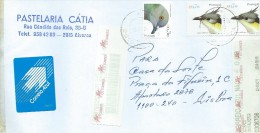 TIMBRES - STAMPS - LETTRE RECOMMANDÉE  AVEC VIGNETTES DE POST-  PORTUGAL - OISEAUX -PIGEON DES ROCHES  ET COUCOU TACHETÉ - Briefe U. Dokumente