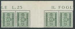 1945 LUOGOTENENZA SEGNATASSE 25 CENT NO FILIGRANA PONTE MNH ** - SV1-3 - Taxe