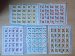 Zaire - 1307/1311 En Pages Complètes (25X) - Cenzapost - 1986 - MNH - Unused Stamps