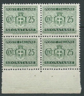 1945 LUOGOTENENZA SEGNATASSE 25 CENT FILIGRANA RUOTA QUARTINA MNH ** - SV9-8 - Segnatasse