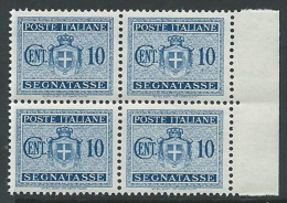 1945 LUOGOTENENZA SEGNATASSE 10 CENT NO FILIGRANA QUARTINA MNH ** - SV2-3 - Impuestos