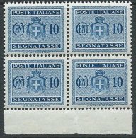 1945 LUOGOTENENZA SEGNATASSE 10 CENT NO FILIGRANA QUARTINA MNH ** - SV6-2 - Postage Due