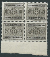 1945 LUOGOTENENZA SEGNATASSE 40 CENT FILIGRANA RUOTA QUARTINA MNH ** - SV2-3 - Portomarken