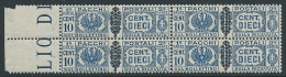 1945 LUOGOTENENZA PACCHI POSTALI 10 CENT QUARTINA MNH ** - SV8-6 - Postpaketten