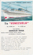 TURBONAVE   " VENEZUELA "   /   GRIMALDI SIOSA _ Calendario Pubblicitario  - Anno 1961 - Petit Format : 1961-70