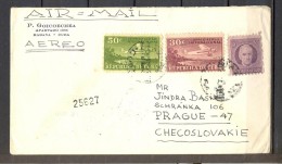 1947 CUBA, SOBRE CIRCULADO ENTRE LA HABANA Y PRAGA, CORREO AÉREO, TRÁNSITOS DE MIAMI Y WASHINGTON, LLEGADA - Cartas & Documentos