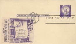 USA STATUE Of LIBERTY POSTAL CARD Sc UX46 FDC 1958 - 1941-60