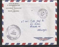 Polynésie Lettre Par Avion De 26  Septembre  1968 Vers  Allemagne  Gros Cachet  Des PTT - Storia Postale