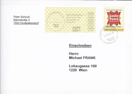 1309g: Reko- Briefvorderseite Gest. 23.02.2005 PA 7503 Gross- Petersdorf "Lucky Town" - Persoonlijke Postzegels