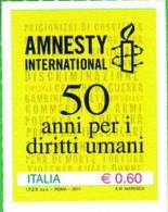 2011 - ITALIA - CINQUANTESIMO DI AMNESTY INTERNATIONAL - EMISSIONE COMUNE. MNH - 2011-20: Nieuw/plakker