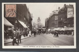 8940-FARGATE , SHEFFIELD WITH THE TELEGRAPH BUILDING IN THE DISTANCE-1928-FP - Sheffield