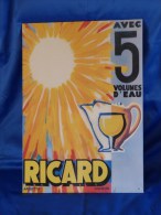 Plaque Métal "RICARD" 5 Volumes D´eau. - Plaques En Tôle (après 1960)