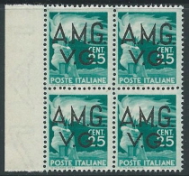 1945-47 TRIESTE AMG VG DEMOCRATICA 25 CENT QUARTINA MNH ** - SV10-3 - Mint/hinged