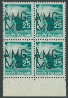 1945-47 TRIESTE AMG VG DEMOCRATICA 25 CENT QUARTINA MNH ** - SV9-8 - Mint/hinged
