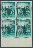 1945-47 TRIESTE AMG VG DEMOCRATICA 25 CENT QUARTINA MNH ** - SV9-9 - Mint/hinged